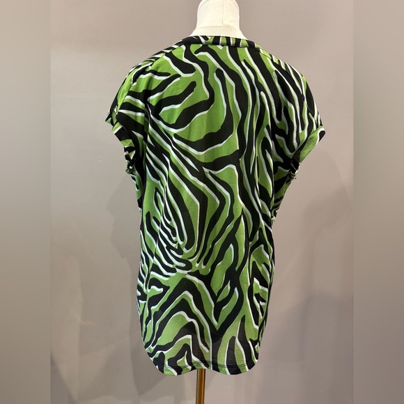 Worthington Green Zebra Print Women's Top - Picture 2 of 3